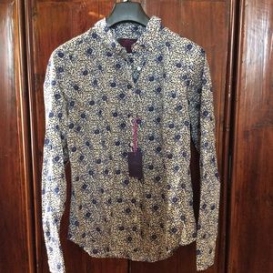 J. Crew Navy and Cream Button Down Shirt